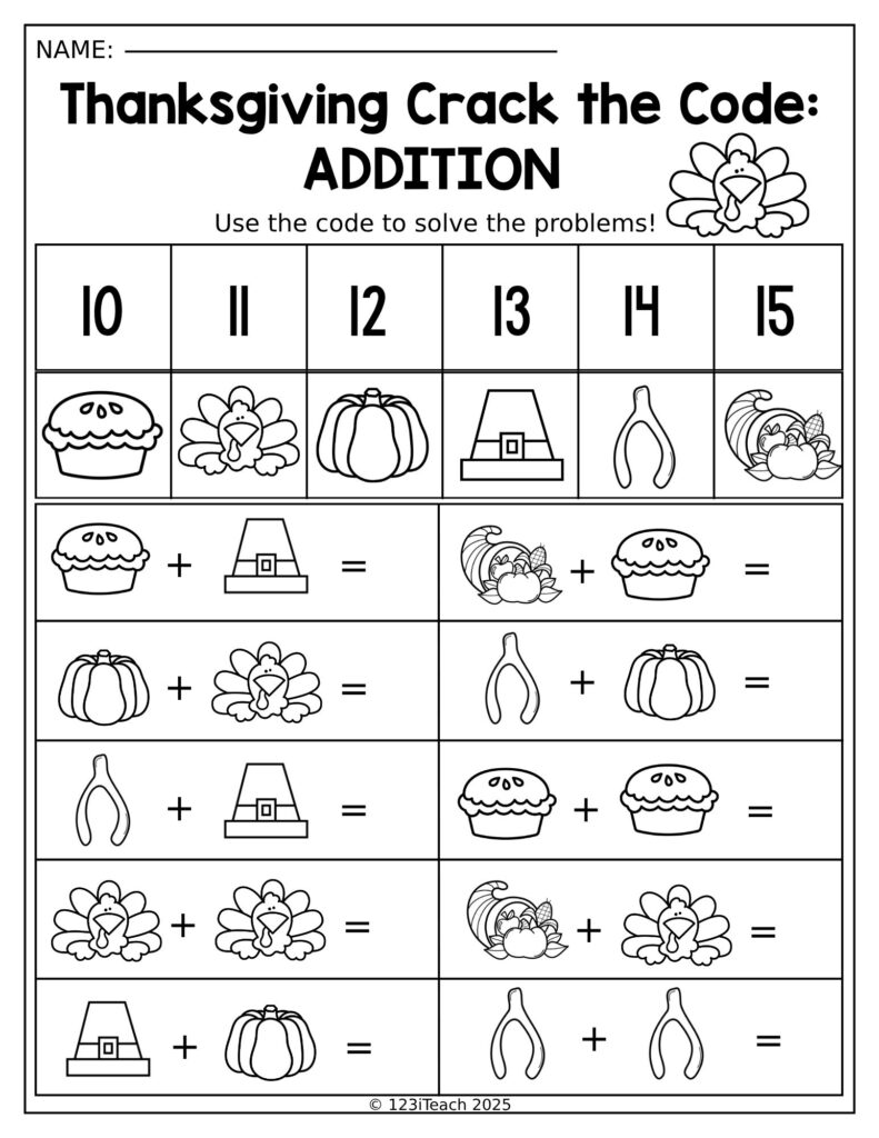 Thanksgiving Crack the Code-Adding 2